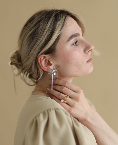 Bow Heart Earrings