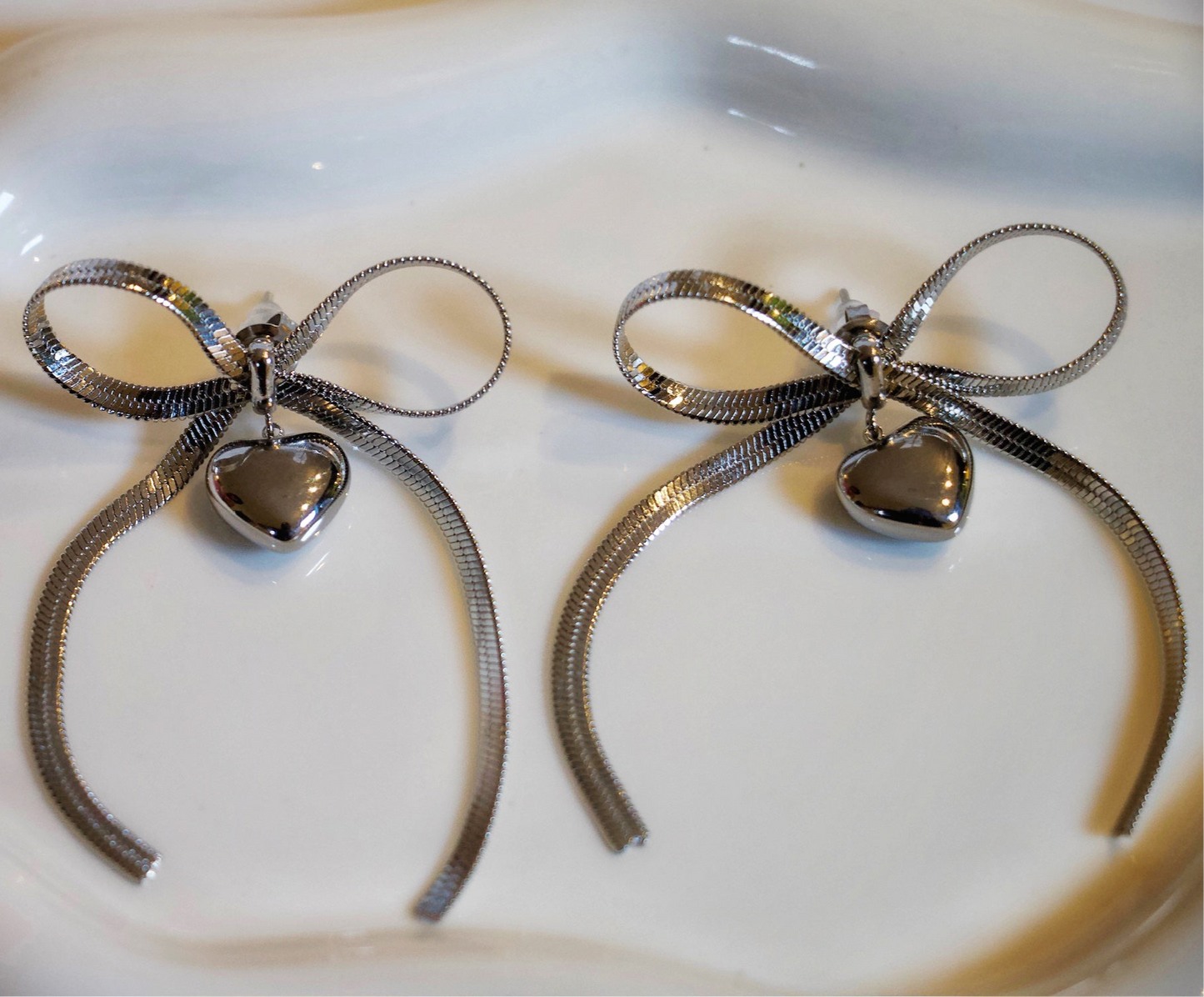 Bow Heart Earrings