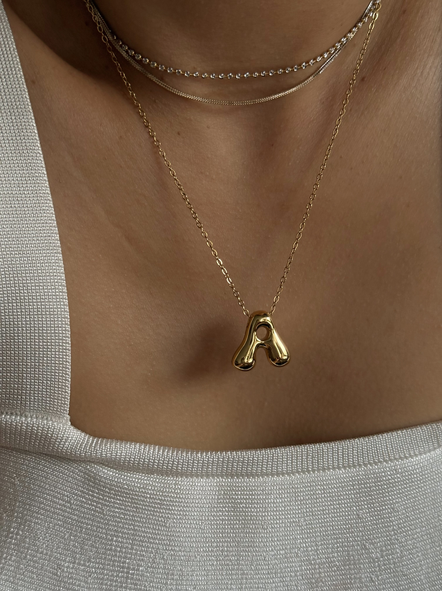 Initial Gold Bubble Necklace