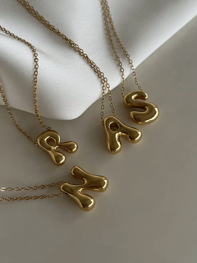 Initial Gold Bubble Necklace